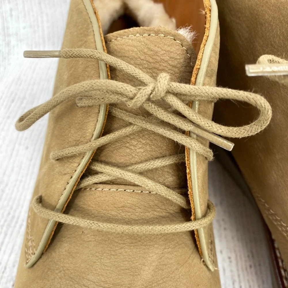 Johnston & Murphy Upton Chukka Boots Mens 10.5 Tan Shearling Nubuck Leather